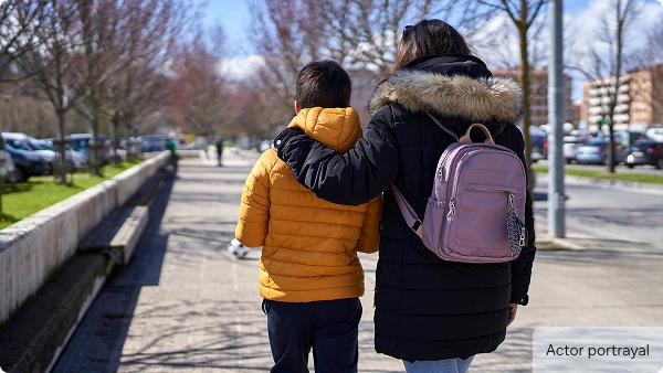 Patient portrayal photo of mother and child