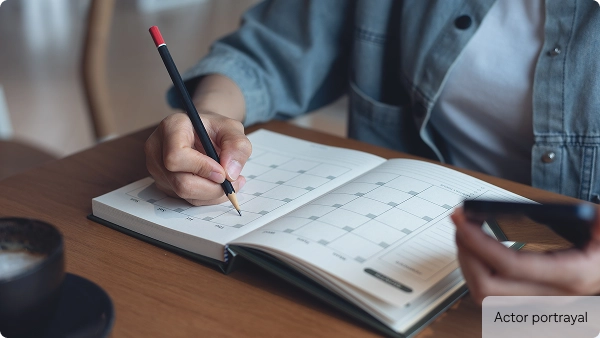 Actor portrayal person at desk