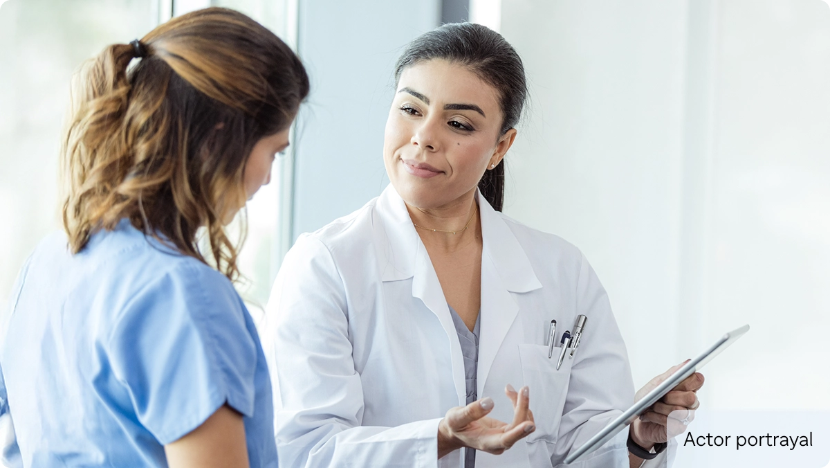 Actor portrayal physician with patient