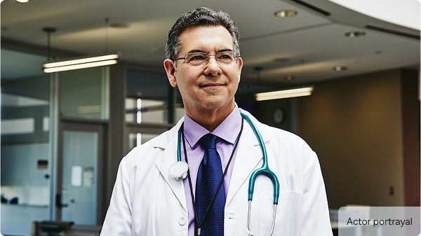 Actor portrayal of physician with a stethoscope